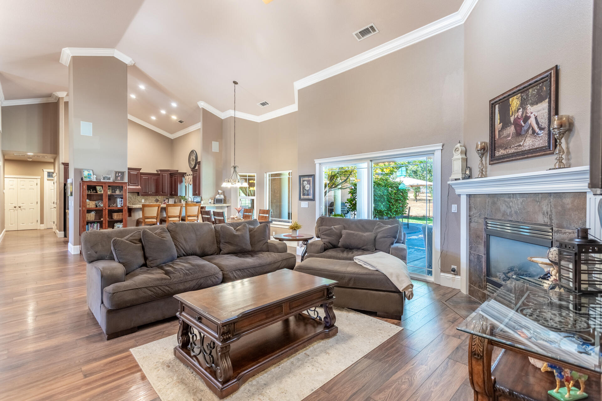 7307 Del Rico Court Palo Cedro, CA 96073 - Photo 7 of 55 a living room with furniture and a fireplace