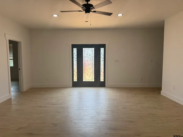 a close view of kitchen countertops with stove