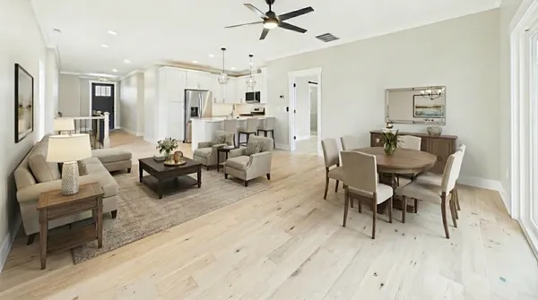 a living room with furniture