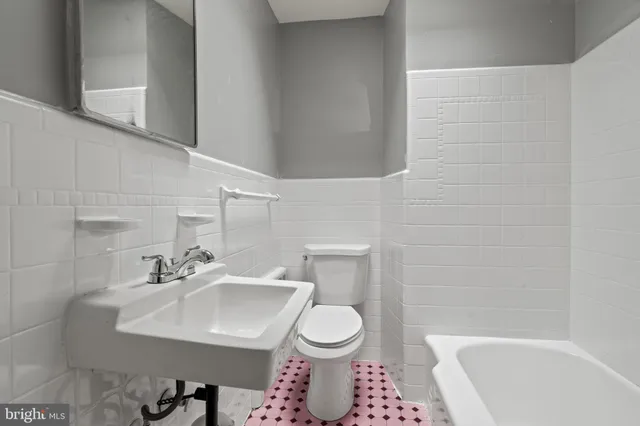 a bathroom with a bathtub