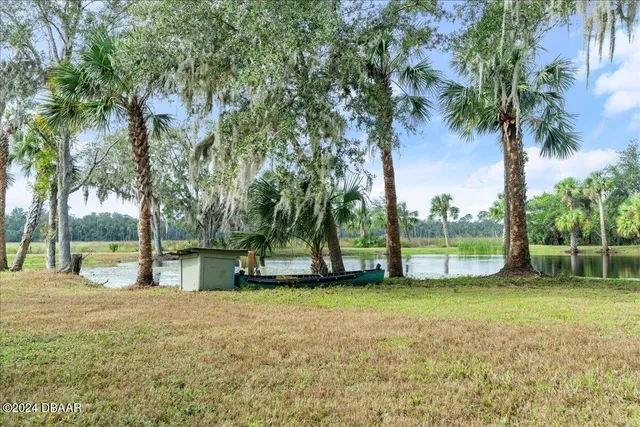 a view of a lake with outdoor space
