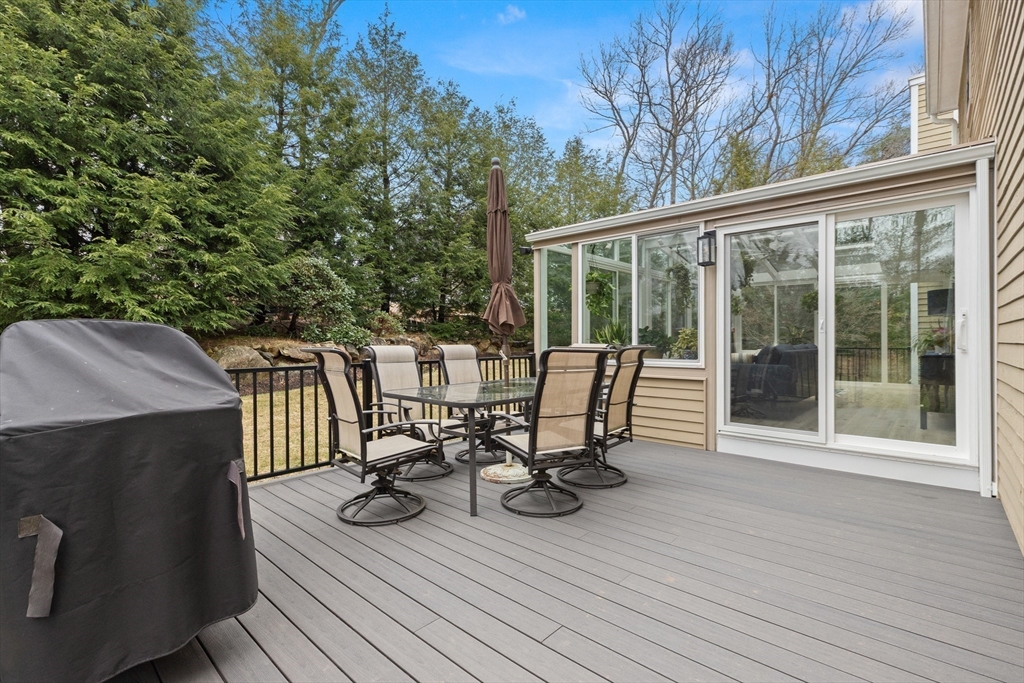 7 Derosier Drive Middleton, MA 01949 - Photo 36 of 42 a view of a patio with table and chairs and wooden floor