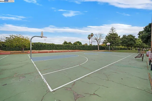 a view of a park with swings