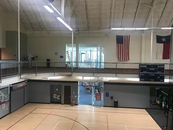 a view of a room with gym equipment