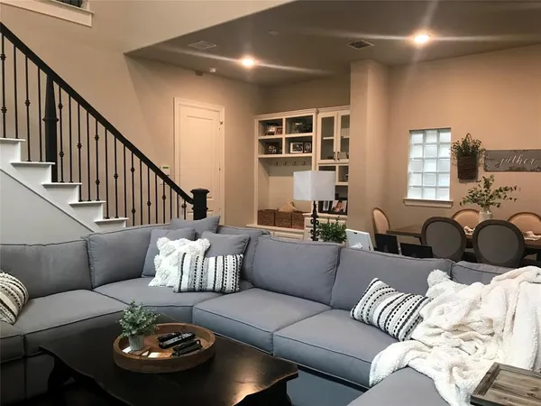 a living room with furniture
