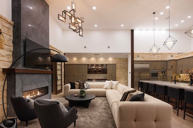 a view of a fireplace in a balcony