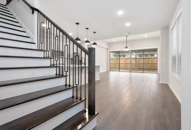 a view of entryway with wooden floor