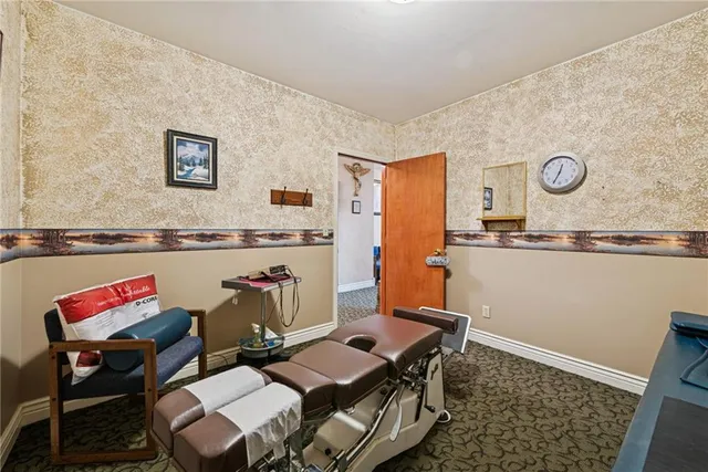 a workspace with furniture and window