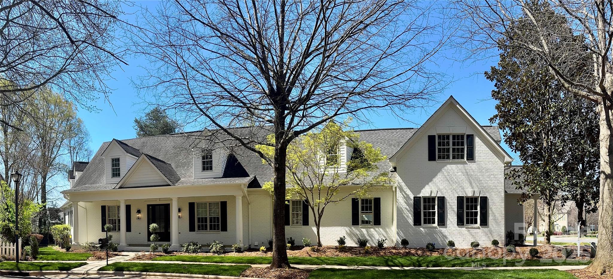 front view of residential houses with yard