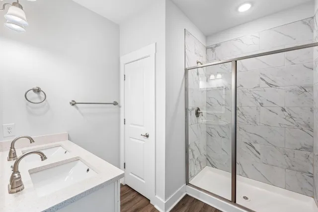 a bathroom with a shower