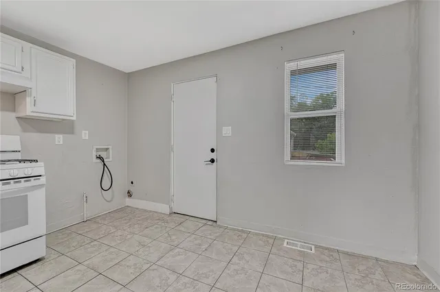a storage room with cabinets