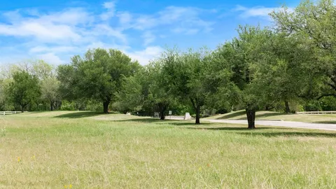 a view of a golf course with a tree