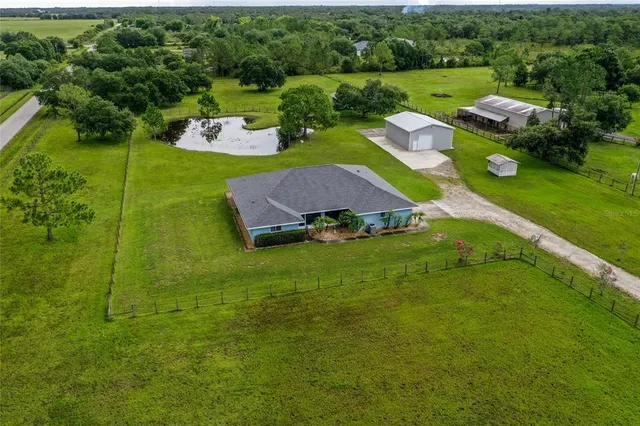 an aerial view of a house