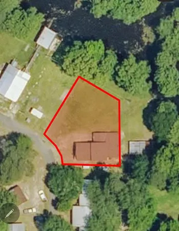 an aerial view of a house