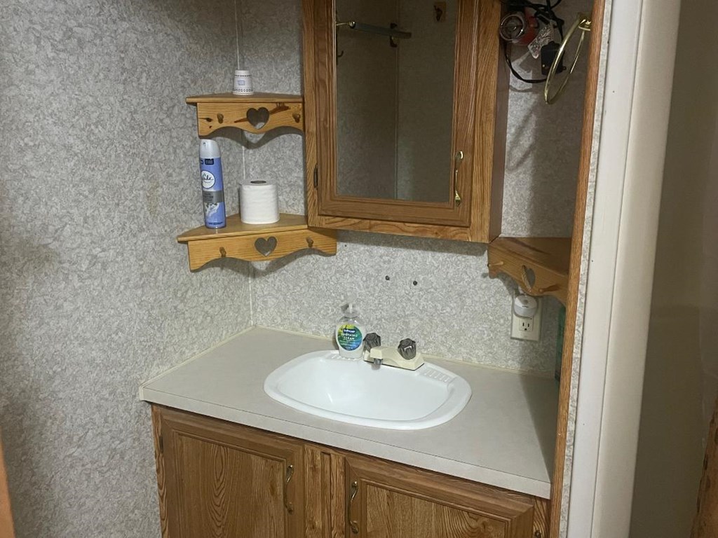 19831 West Rr 337 Camp Camp Wood, TX 78833 - Photo 6 of 27 a bathroom with a sink and a mirror