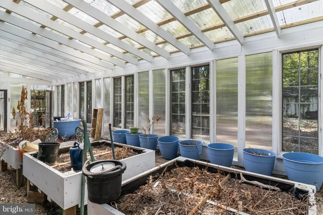 a living room with large window