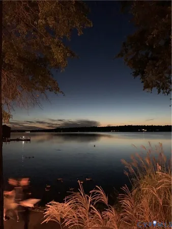 a view of lake from sunset