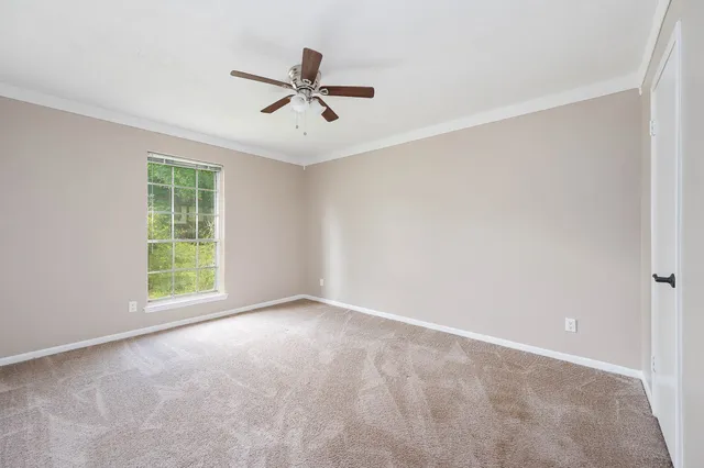 a view of a big room with windows and closet