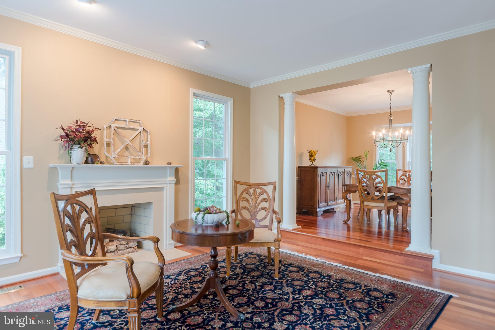 Formal living room with fireplace