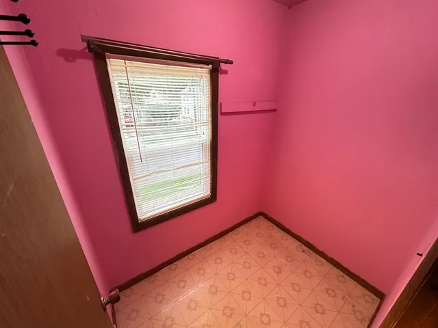 a view of a small space with a window