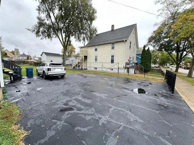 a view of open space with truck parked