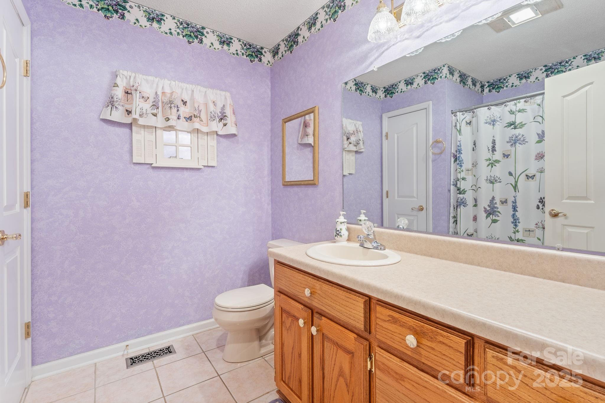 184 Trimont Mountain Road Franklin, NC 28734 - Photo 24 of 41 a bathroom with a granite countertop sink a toilet and a shower