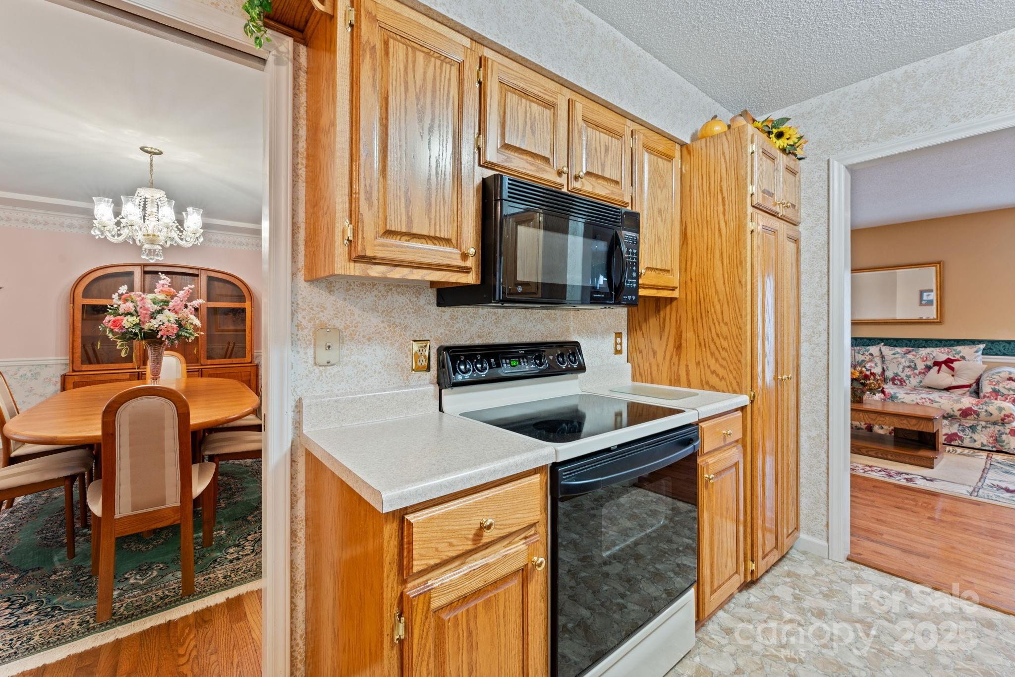184 Trimont Mountain Road Franklin, NC 28734 - Photo 8 of 41 a kitchen with stainless steel appliances granite countertop a stove a sink and a microwave