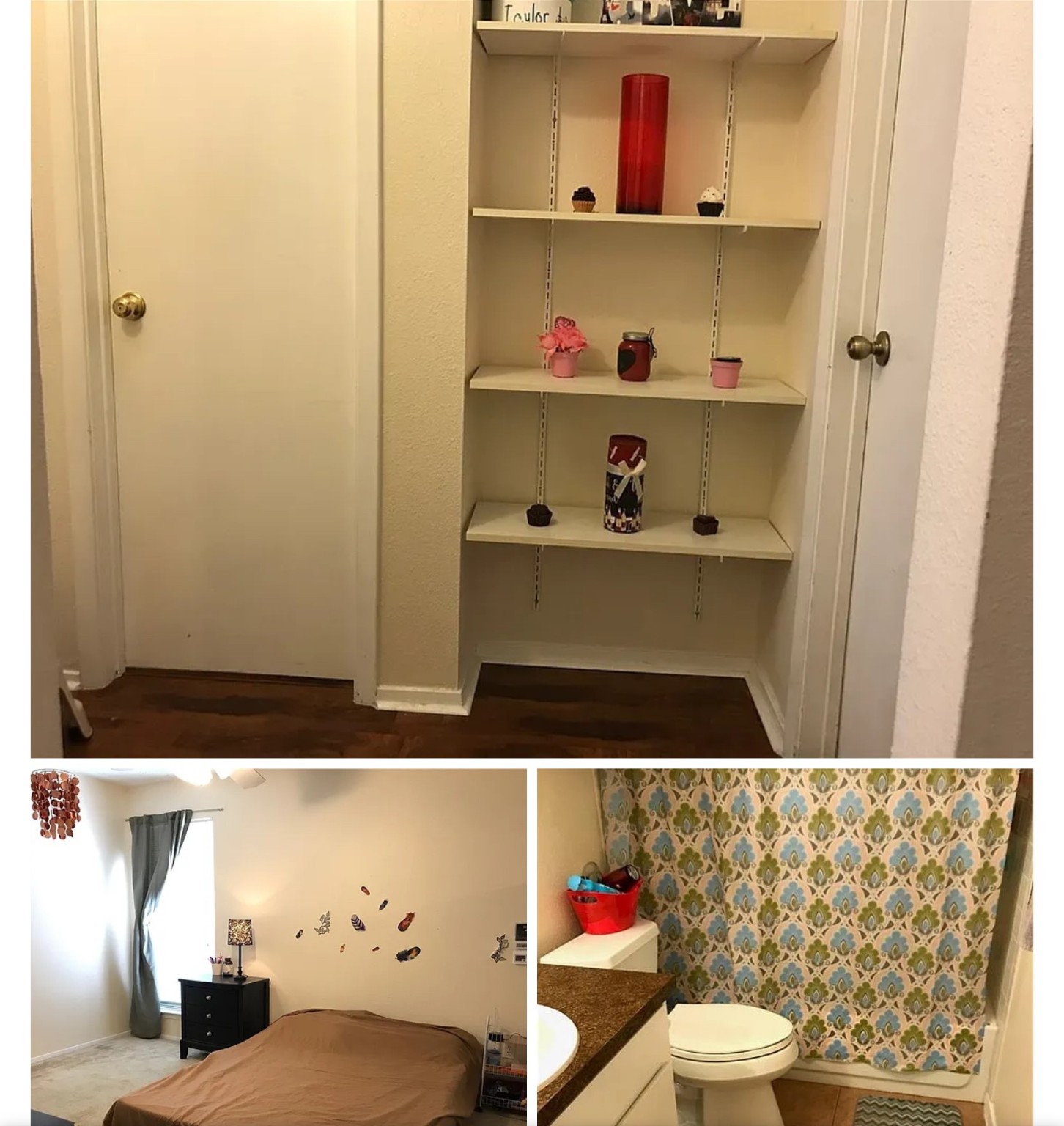 6910 Hart Lane, Unit 203 Austin, TX 78731 - Photo 4 of 6 a bathroom with a toilet and a shower curtain