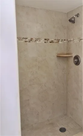 a close view of a bathroom shower