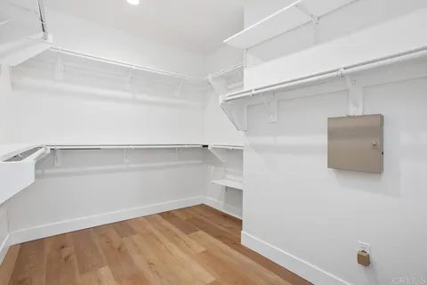 a view of an empty walk in closet