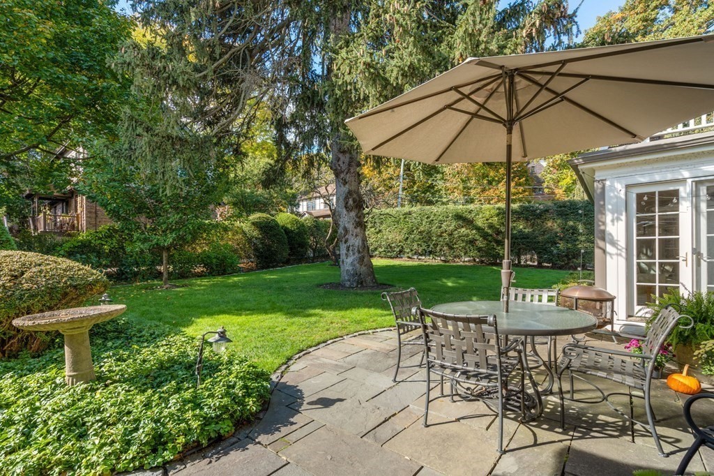 14 Hillcroft Road Boston, MA 02130 - Photo 28 of 34 a view of a chair and table with umbrella in the garden