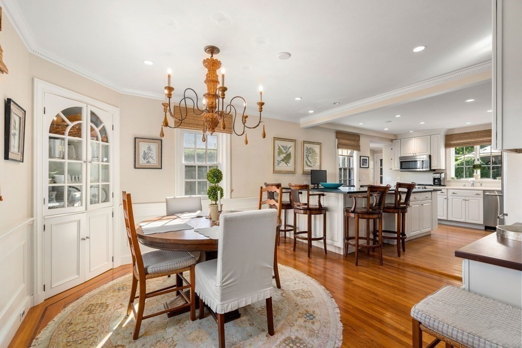 14 Hillcroft Road Boston, MA 02130 - Photo 10 of 34 a dining room with wooden floor and large windows
