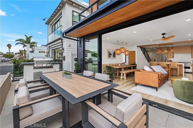 a outdoor space with seating area