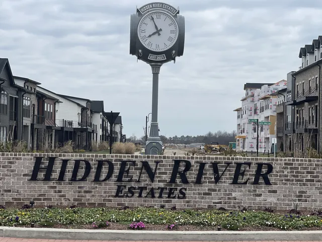 a view of a lake with a building