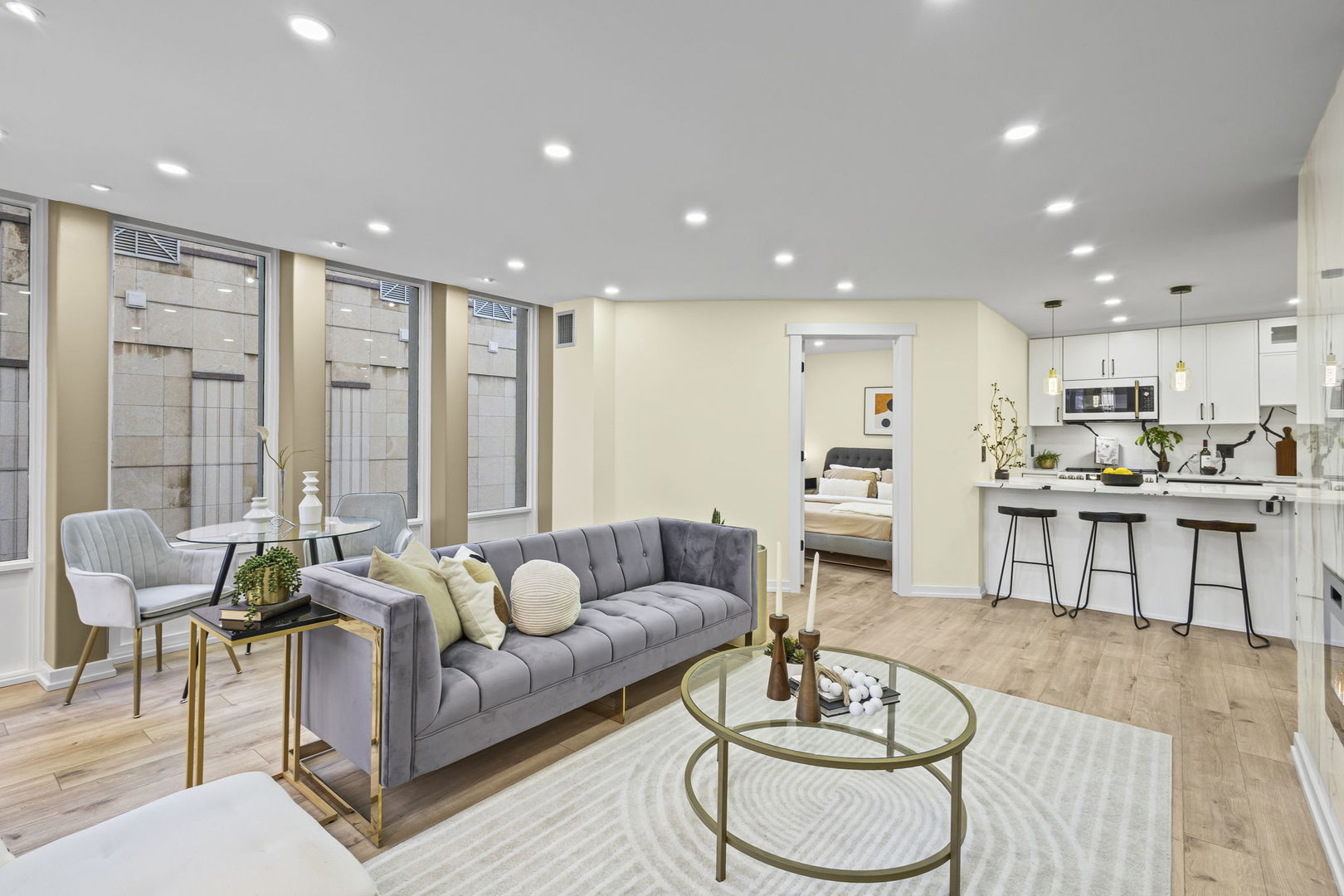 100 East Walton Street, Unit 14D Chicago, IL 60611 - Photo 3 of 36 a living room with furniture kitchen and a table