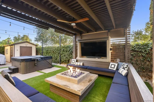 a view of yard from outdoor seating