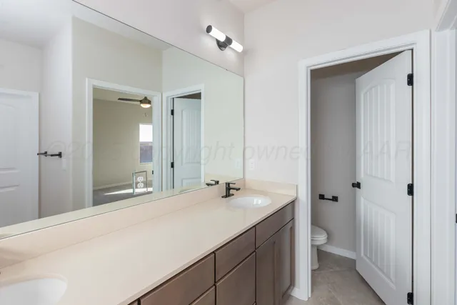 a bathroom with a sink a vanity and a mirror