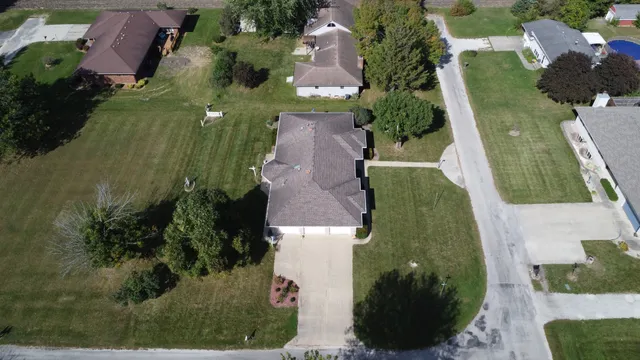 an aerial view of a house