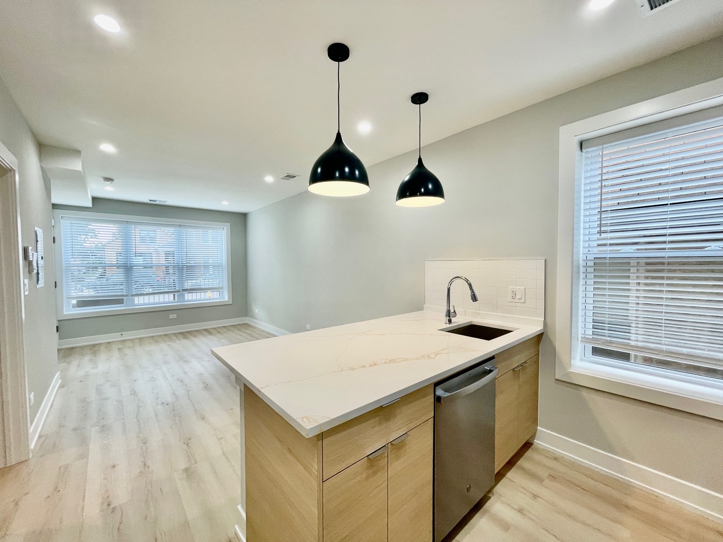 2238 West 24th Street, Unit 1F Chicago, IL 60608 - Photo 9 of 16 a kitchen with a stove and a wooden floor