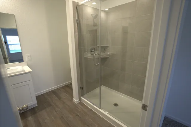 a bathroom with a shower