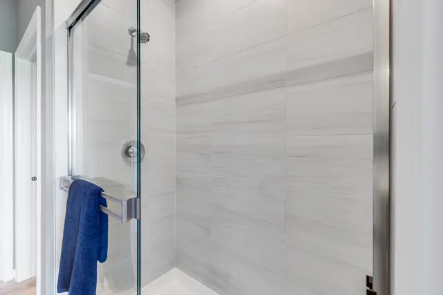 a bathroom with a shower