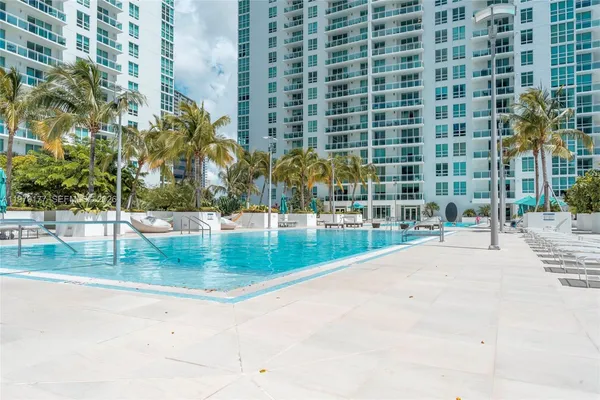 a view of a swimming pool and outdoor space