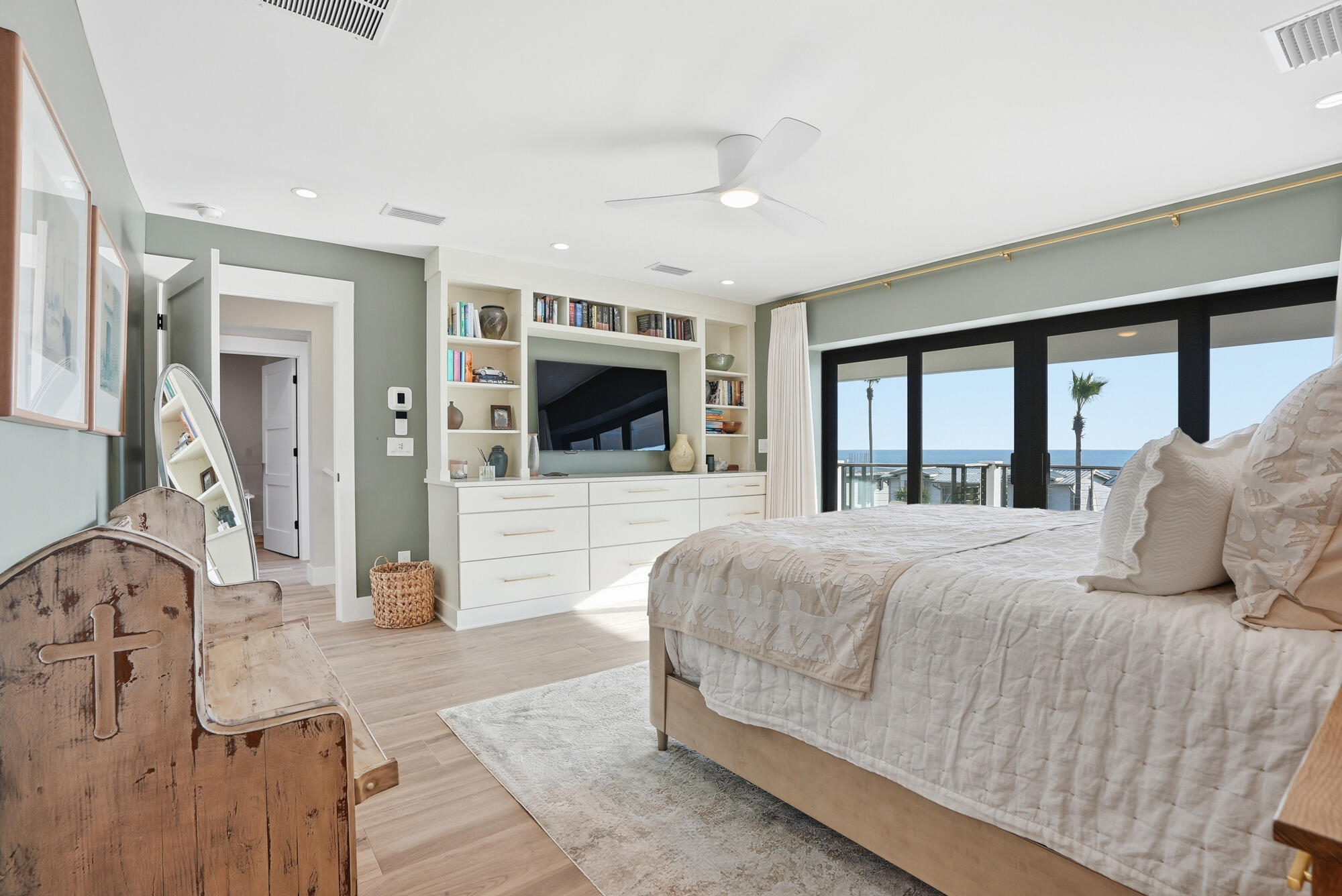 327 Sand Cliffs Drive Inlet Beach, FL 32461 - Photo 44 of 70 a bedroom with a large bed and a flat tv screen