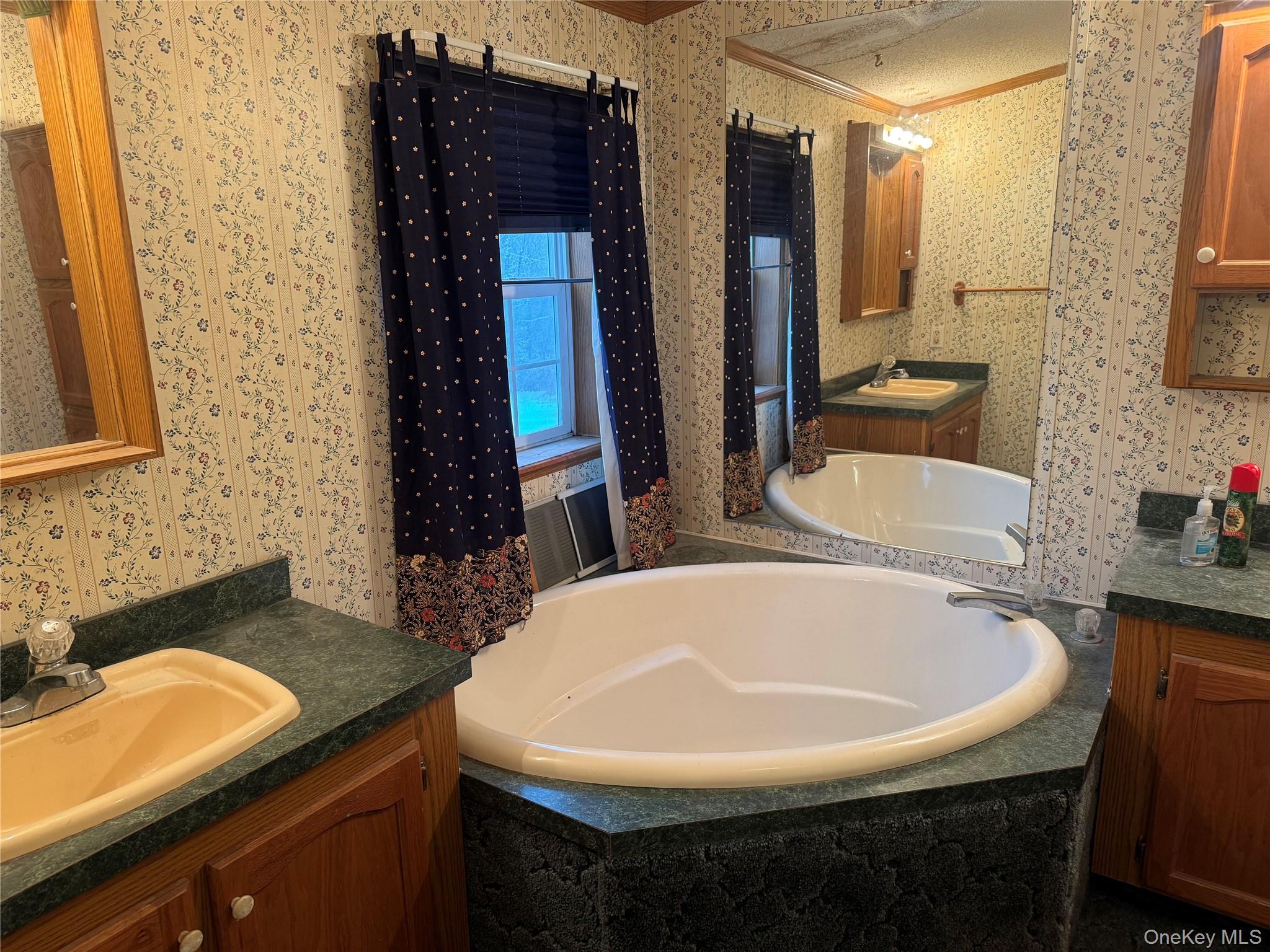 165 Benton Hollow Road Livingston Manor, NY 12758 - Photo 8 of 18 a bathroom with double vanity and two mirrors