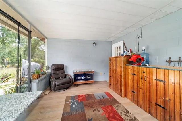 a view of a terrace with sitting area