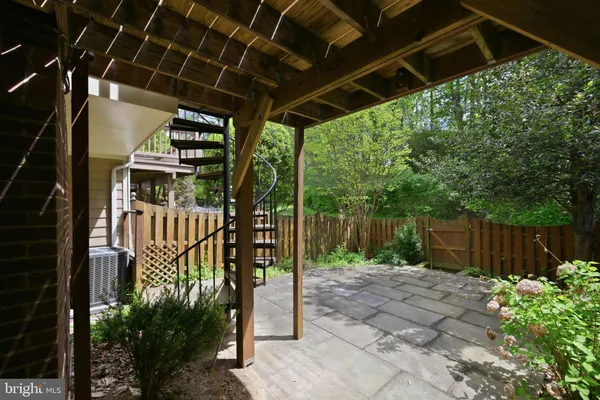 a view of porch with seating space