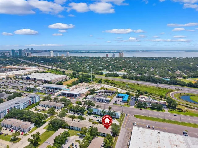 an aerial view of a city