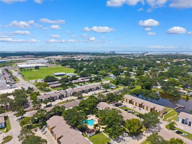 an aerial view of a city