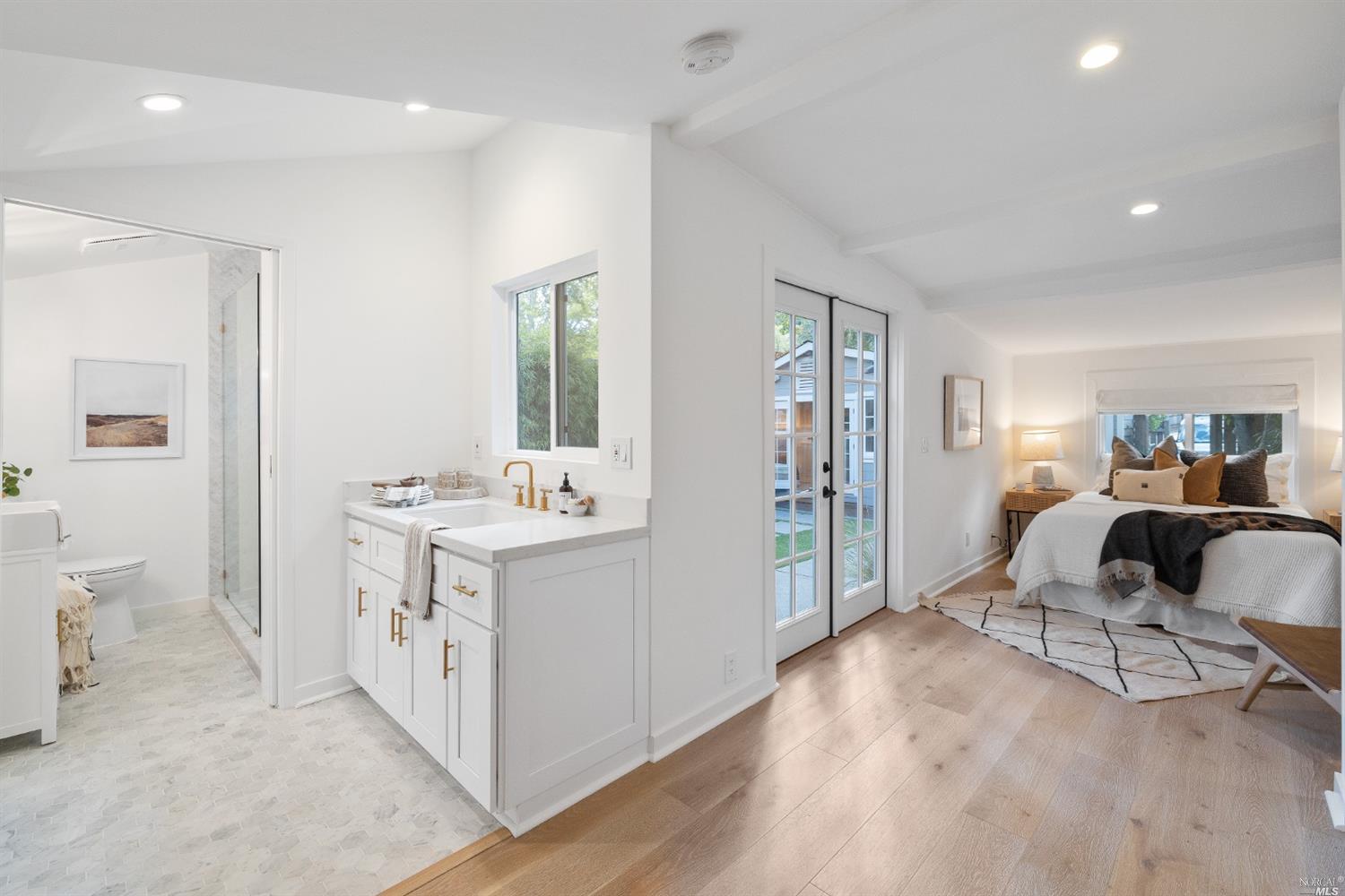27 Laurel Avenue San Anselmo, CA 94960 - Photo 26 of 52 a view of living room kitchen with furniture and wooden floor
