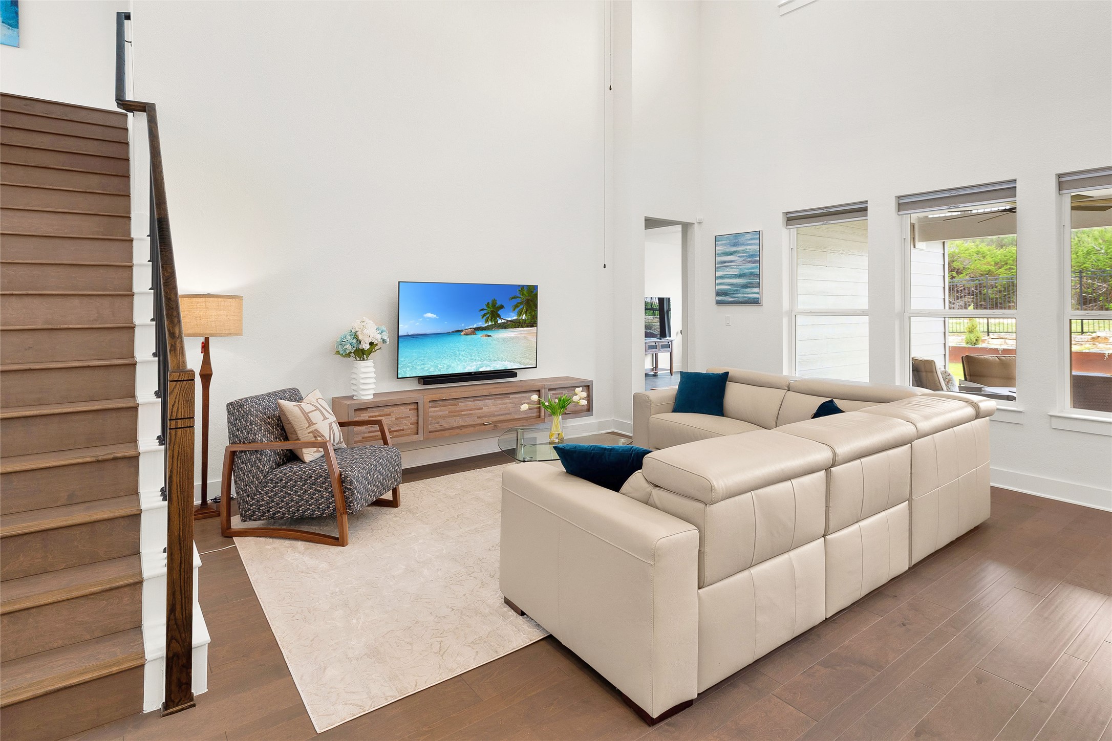299 Tierra Trail Dripping Springs, TX 78620 - Photo 12 of 40 a living room with furniture and a flat screen tv